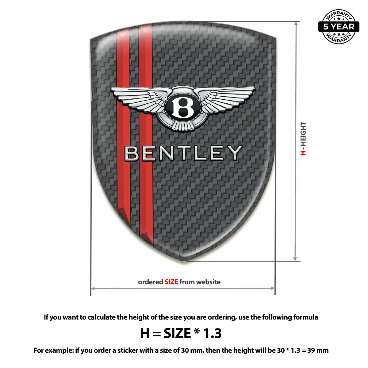 Bentley Gel Emblem Sticker Prime Quality