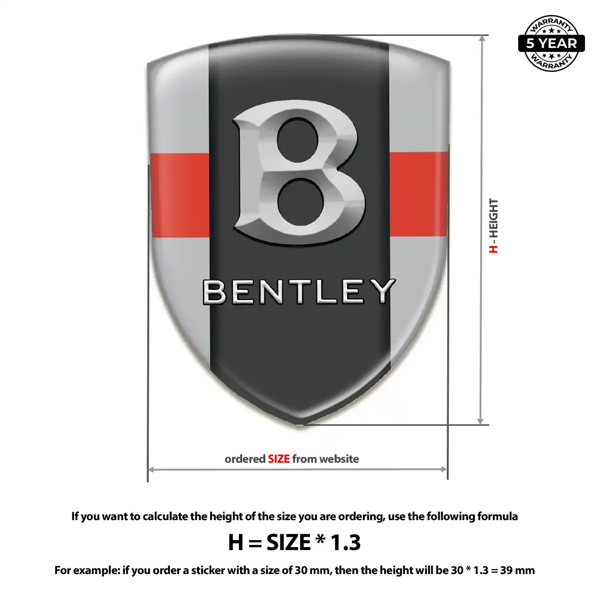 Bentley Logo Badge Premium Dome