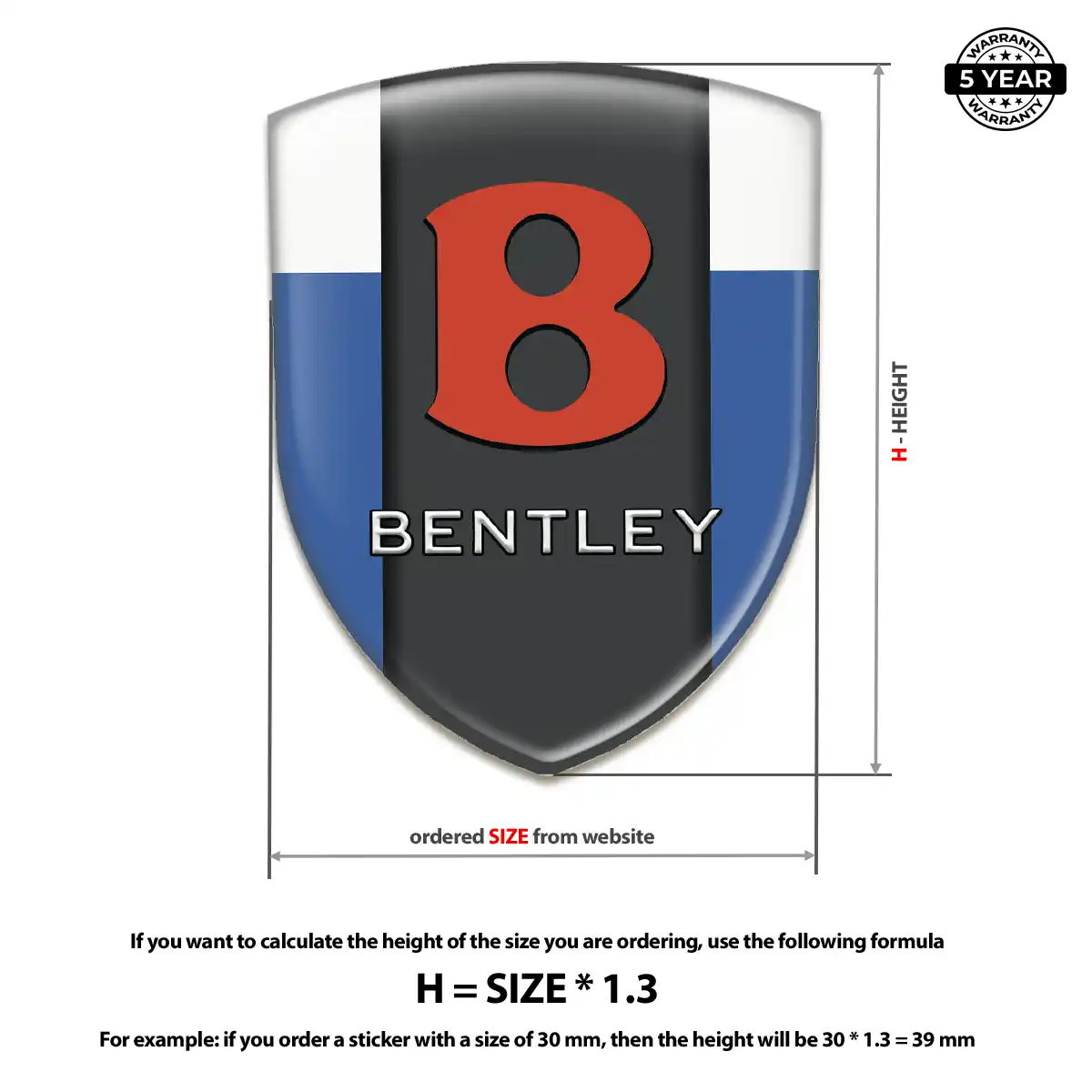 Bentley Polyurethane Domed Sticker Auto Tuning