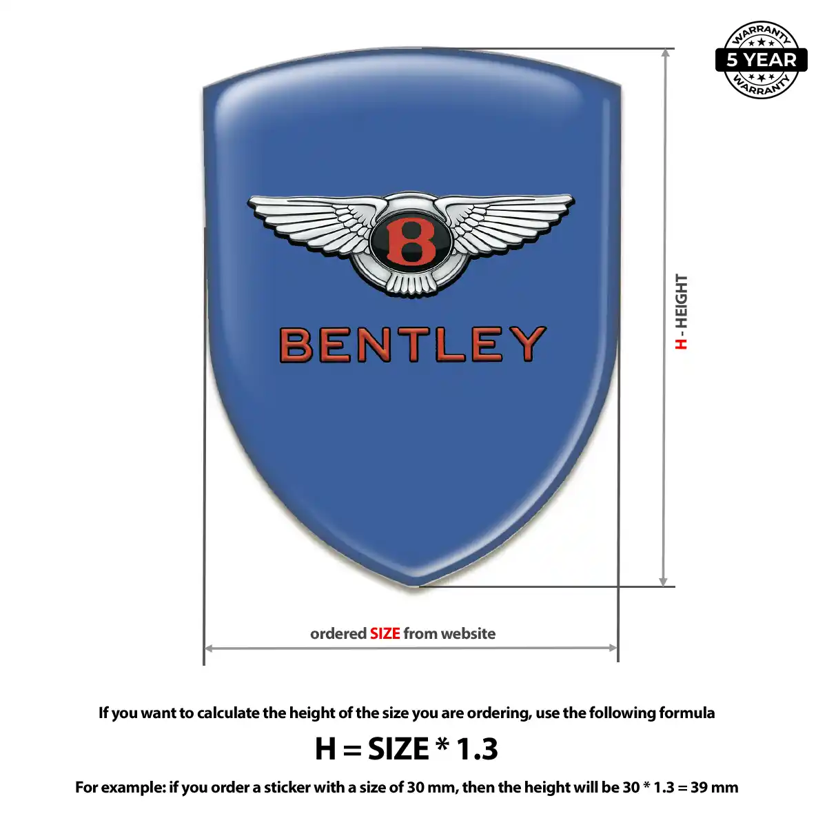 Bentley Polyurethane Domed Sticker Elite Finish