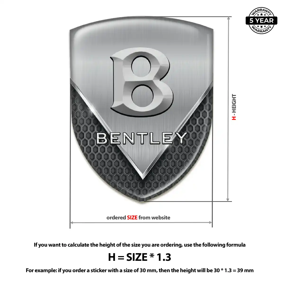 Bentley Polyurethane Domed Sticker Exterior Luxe