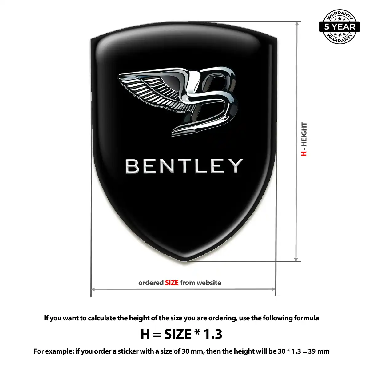 Bentley Polyurethane Domed Sticker Interior Elegance