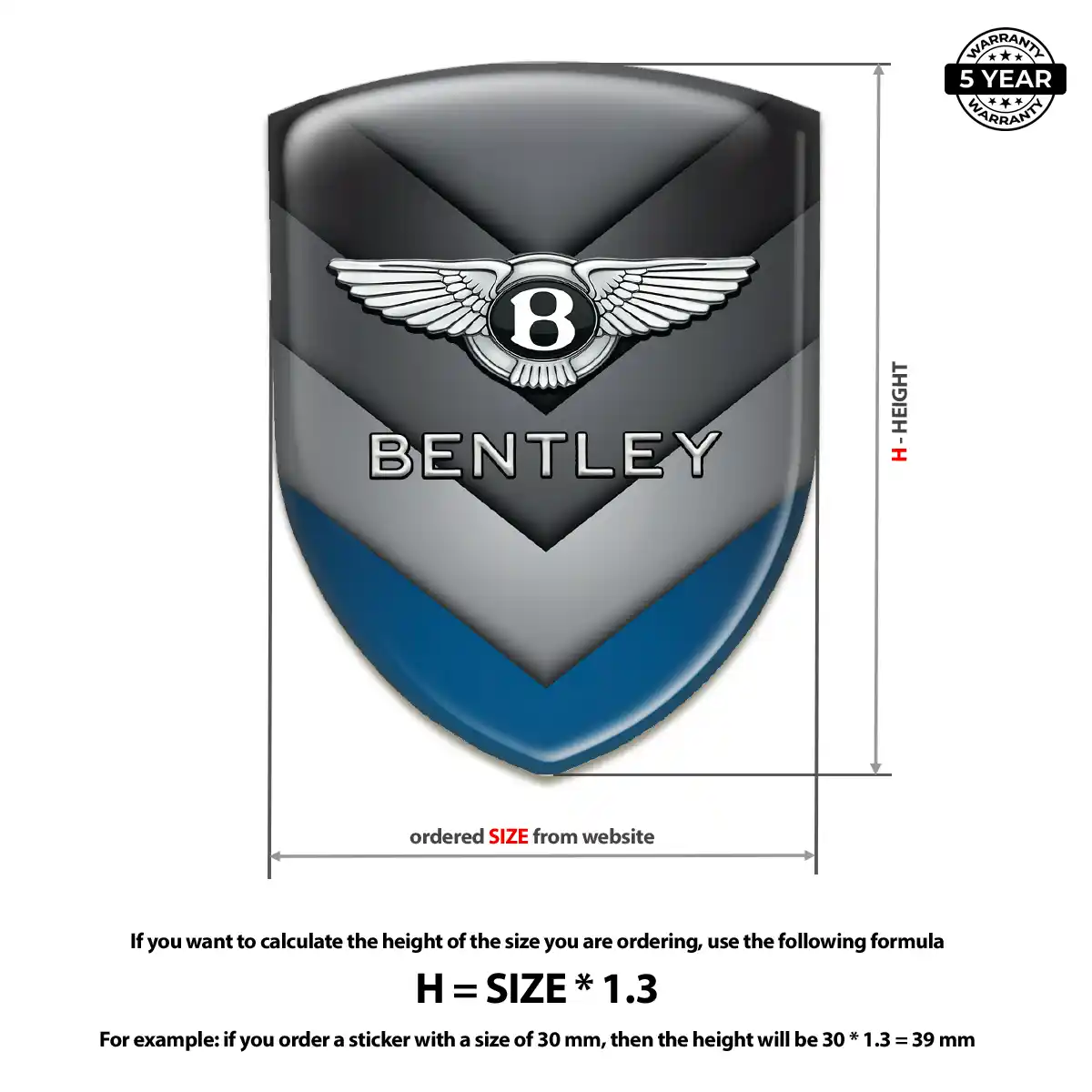 Bentley Polyurethane Domed Sticker Interior Luxe