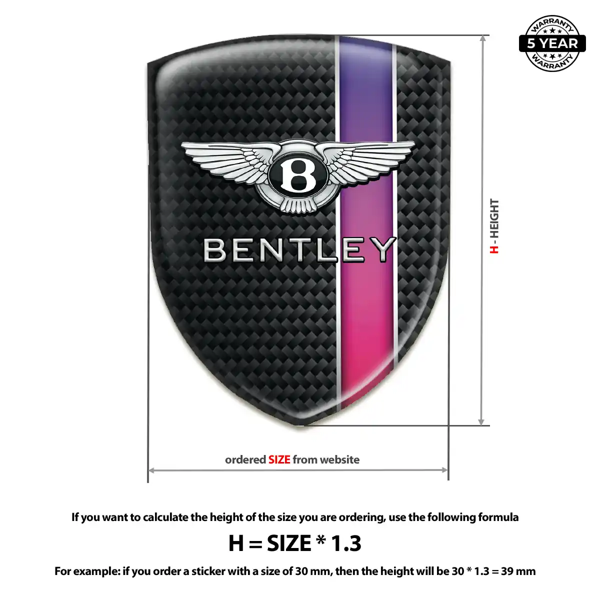 Bentley Polyurethane Domed Sticker Noble Edition