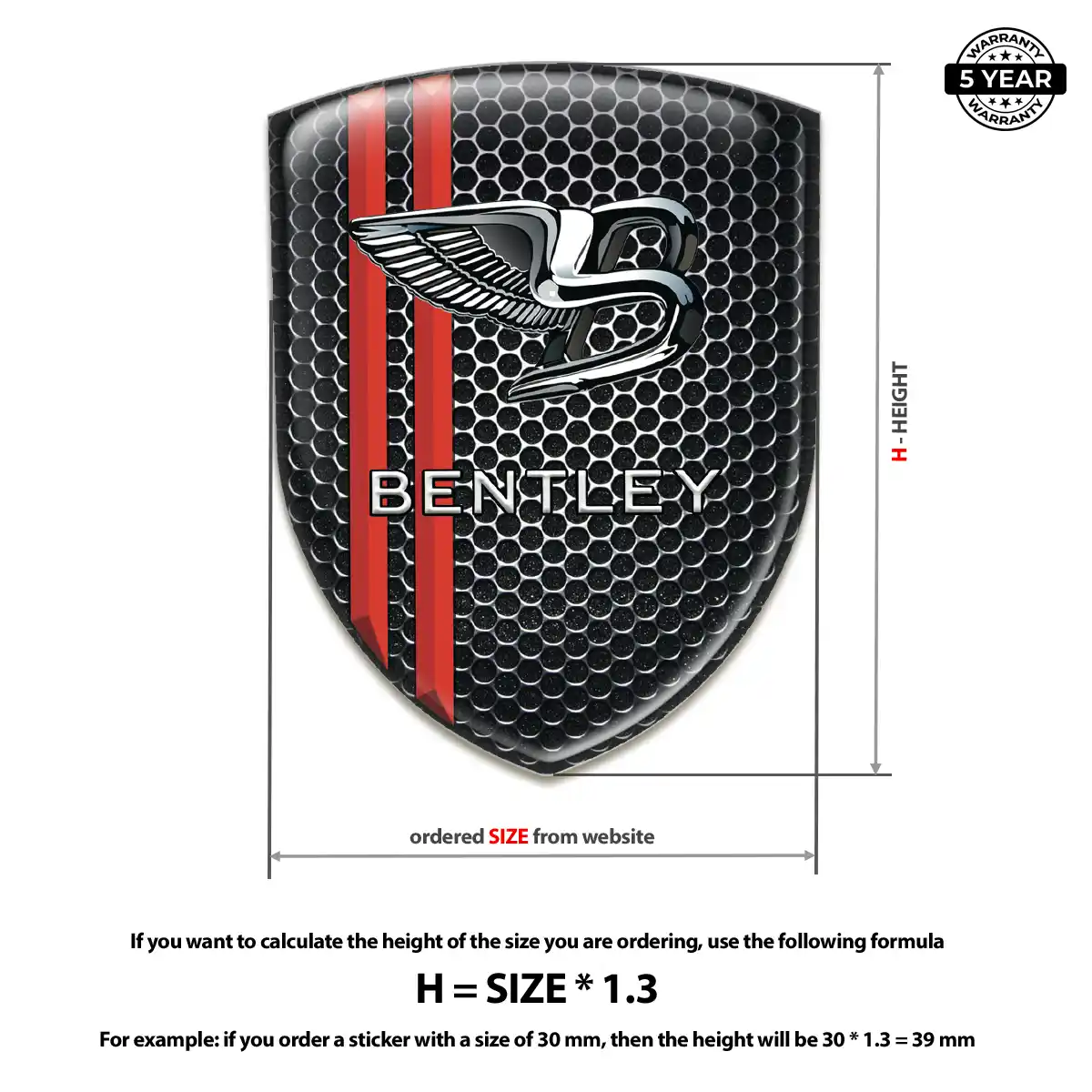 Bentley Polyurethane Domed Sticker Opulent Line