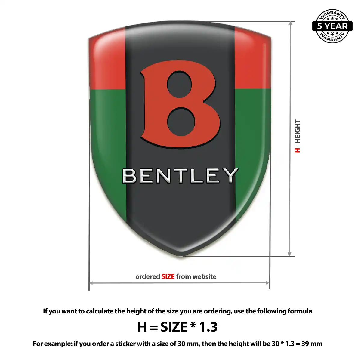 Bentley Polyurethane Domed Sticker Outer Style
