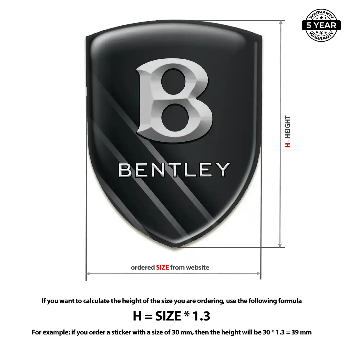 Bentley Polyurethane Domed Sticker Performance Style