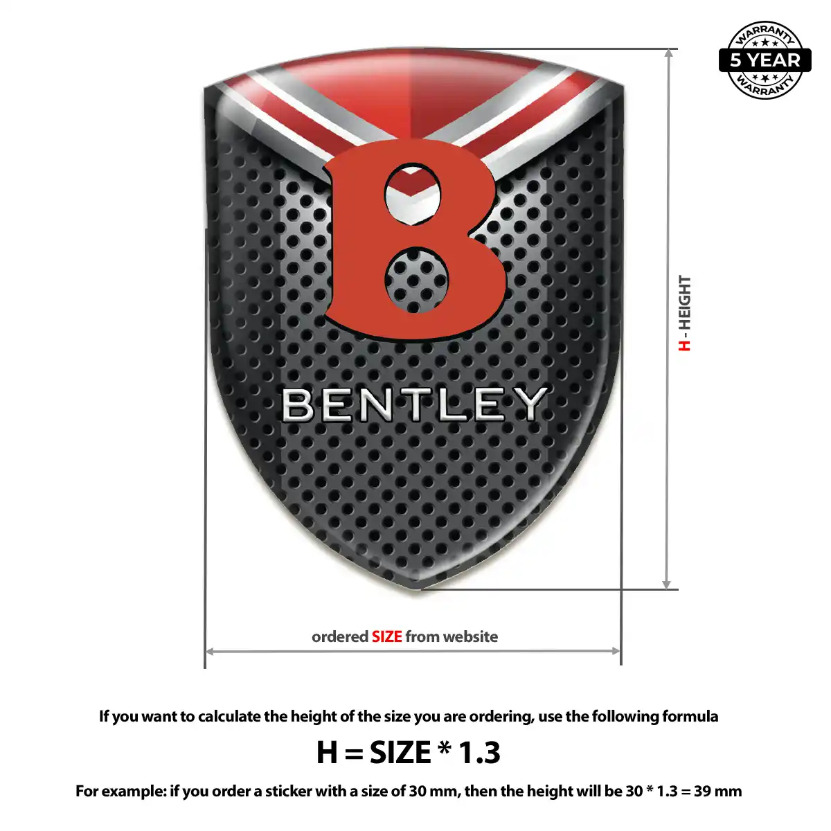 Bentley Polyurethane Domed Sticker Premium Dome