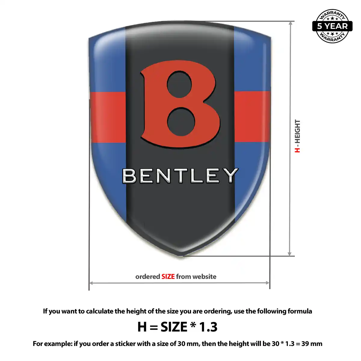 Bentley Polyurethane Domed Sticker Prime Quality