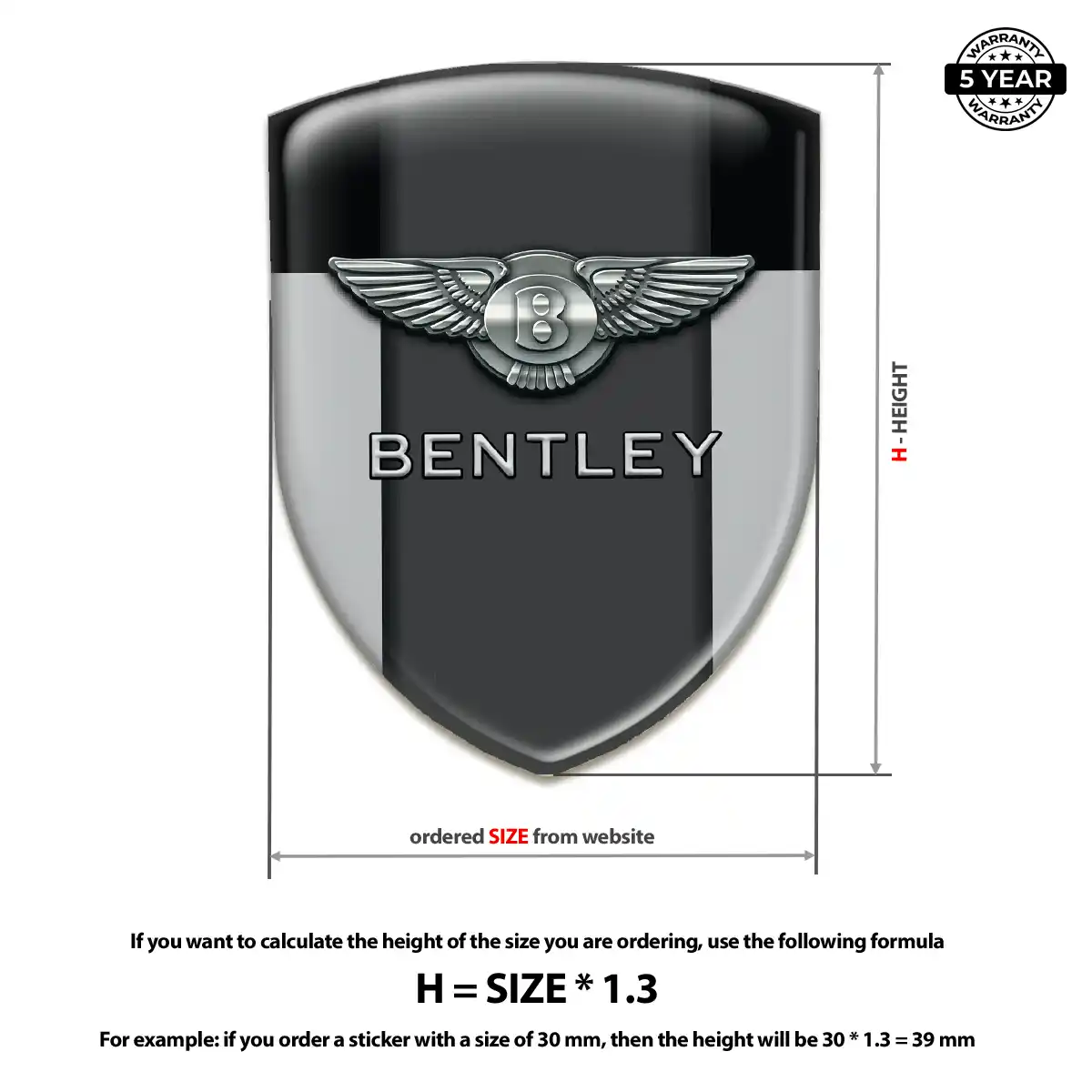 Bentley Polyurethane Domed Sticker Resin Luxe
