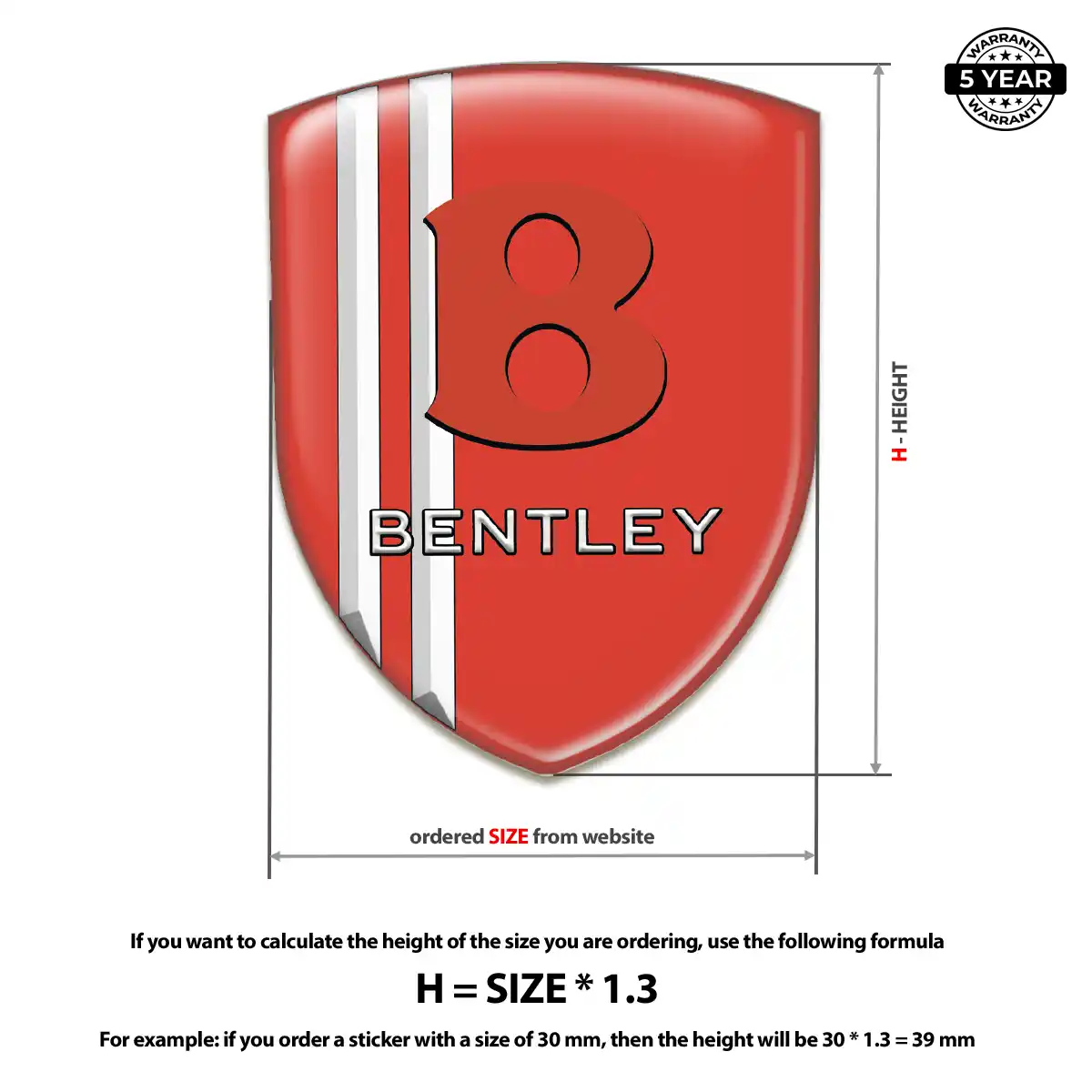 Bentley Polyurethane Domed Sticker Sleek Style