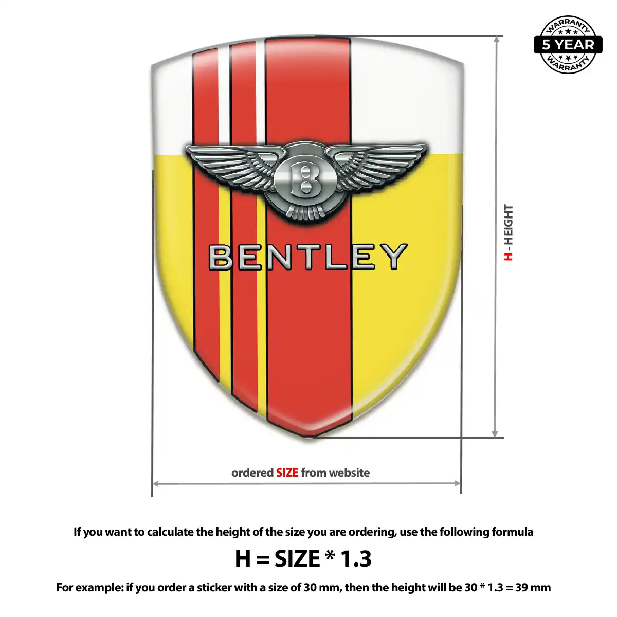 Bentley Polyurethane Domed Sticker Street Tuning
