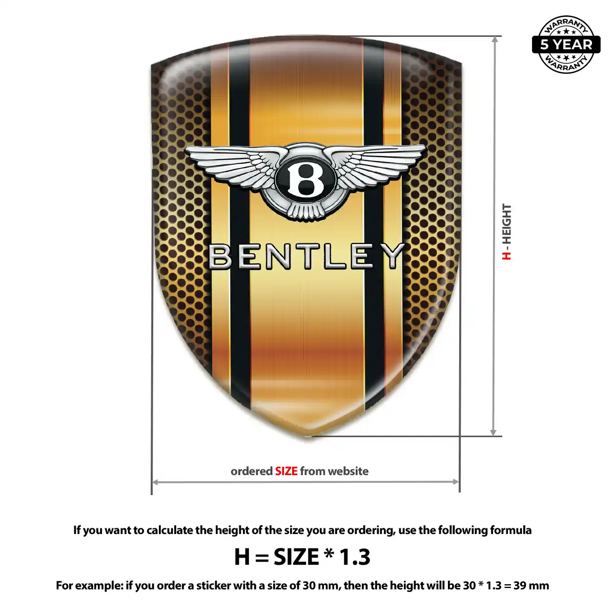 Bentley Polyurethane Domed Sticker Superior Craft