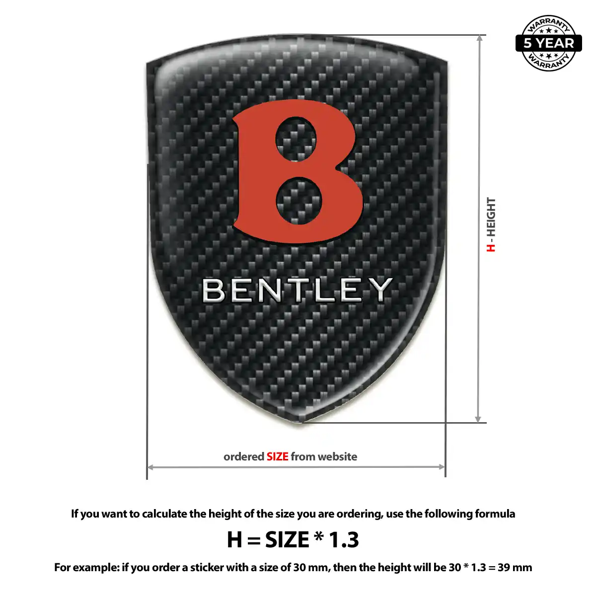 Bentley Resin Badge Sticker Cabin Style
