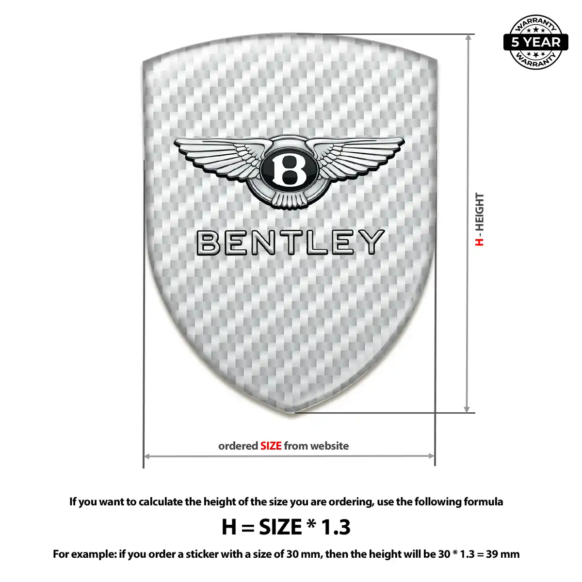 Bentley Resin Badge Sticker Outer Style