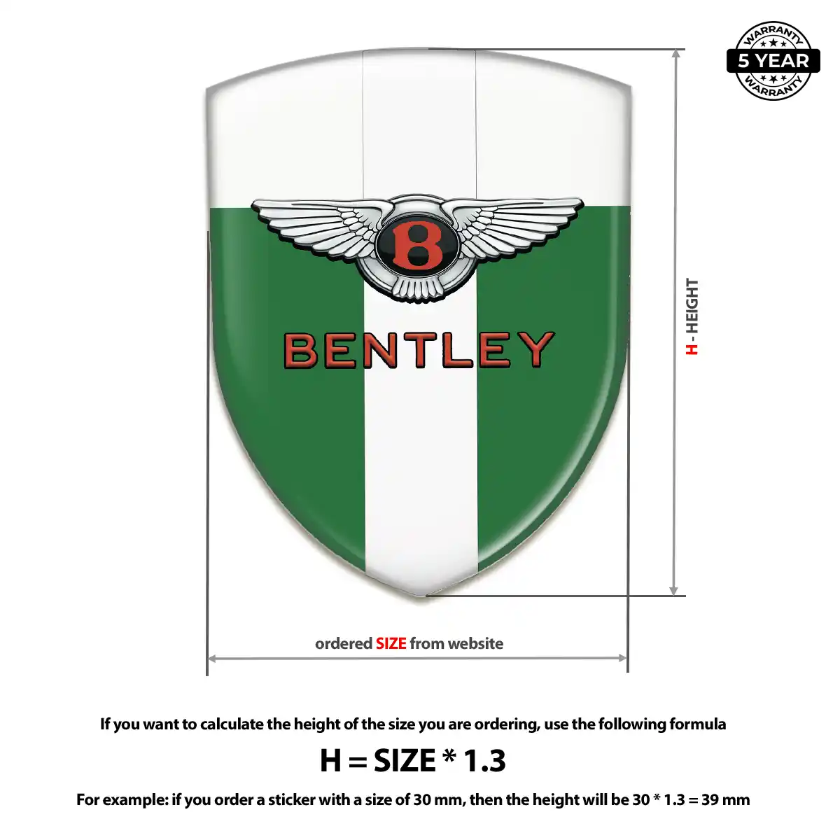Bentley Resin Badge Sticker Premium Dome
