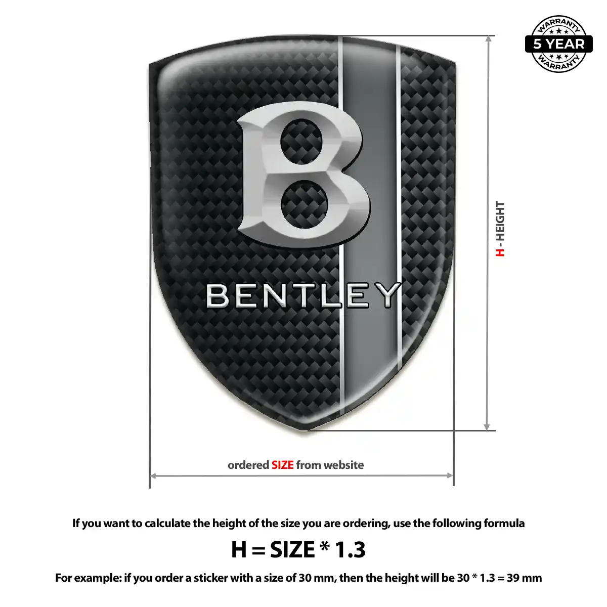 Bentley Resin Badge Sticker Signature Grade