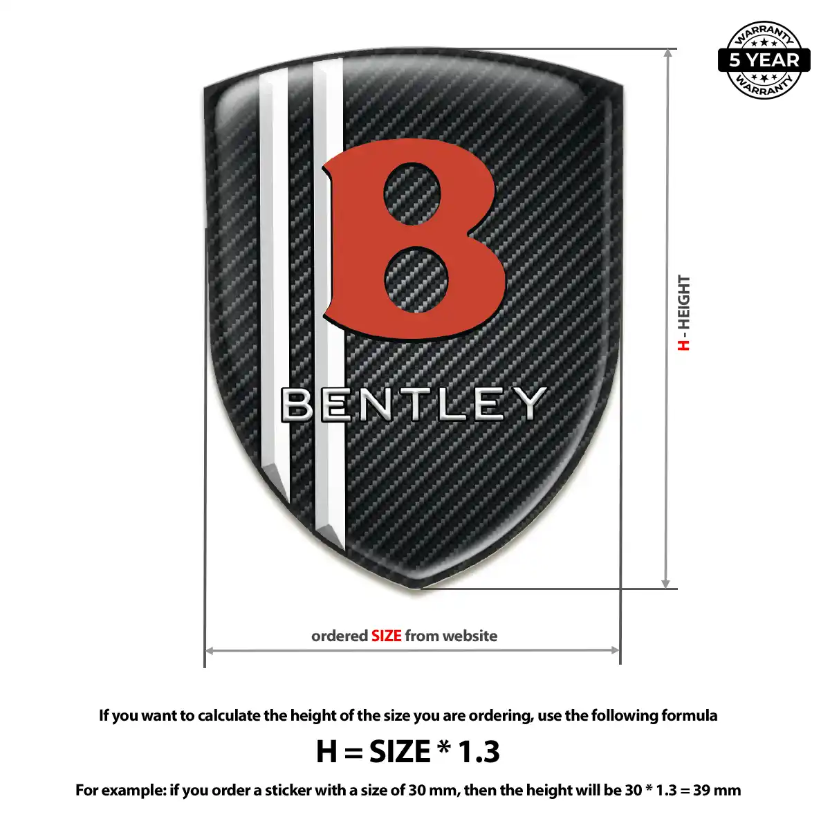 Bentley Resin Domed Sticker Auto Tuning