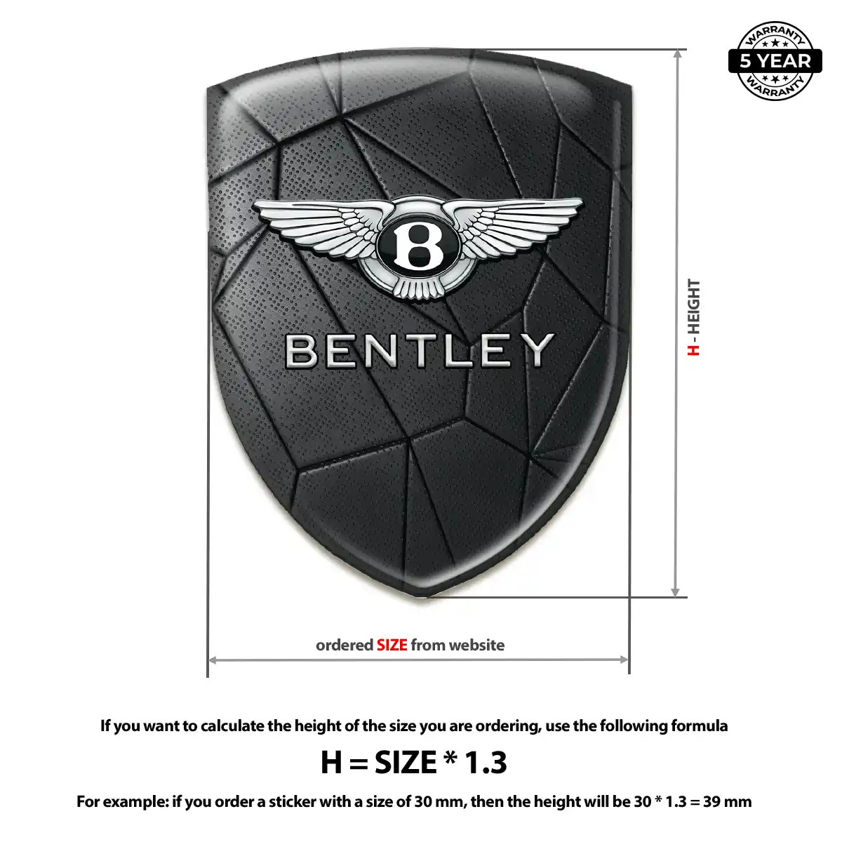 Bentley Resin Domed Sticker Cabin Style
