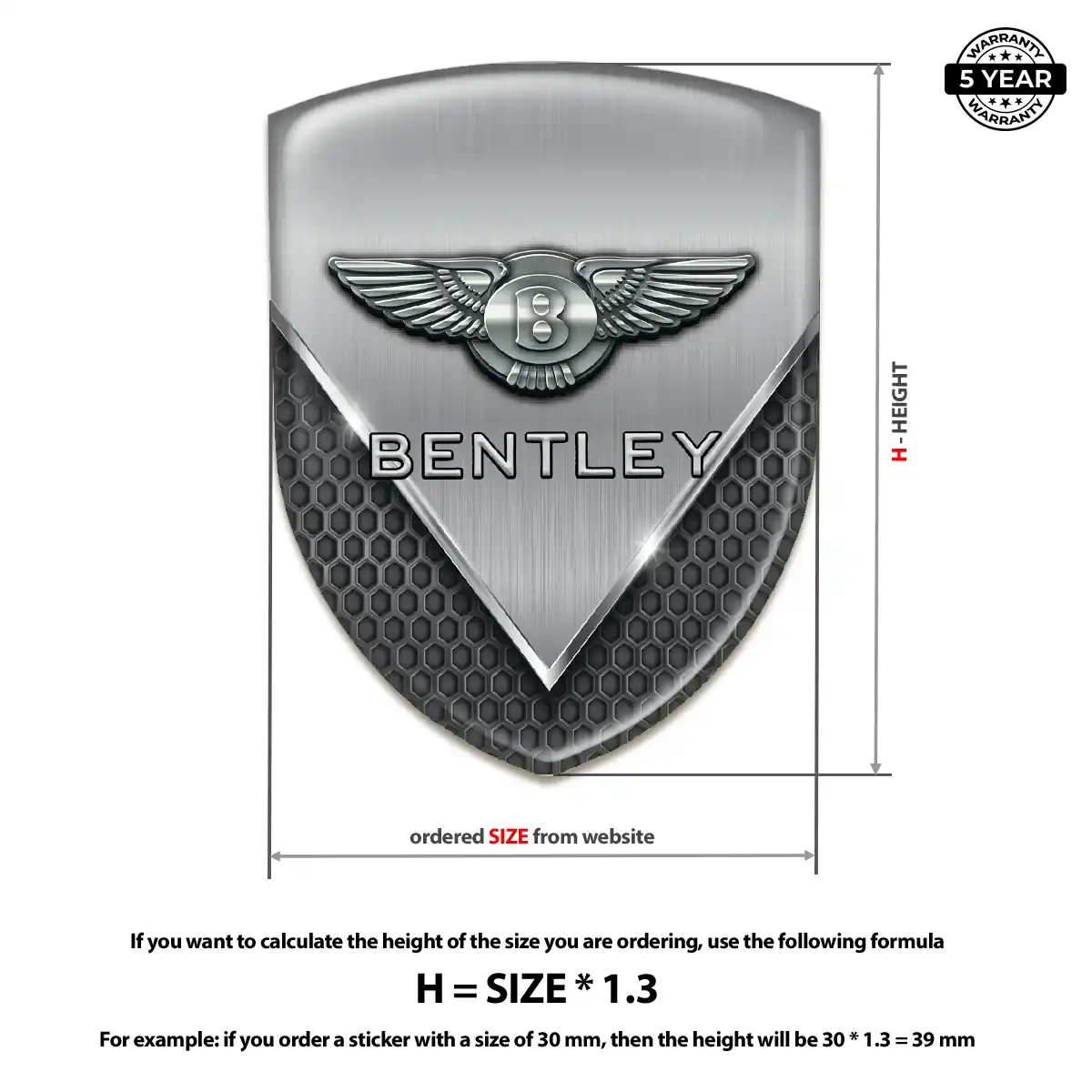 Bentley Resin Domed Sticker Elite Finish
