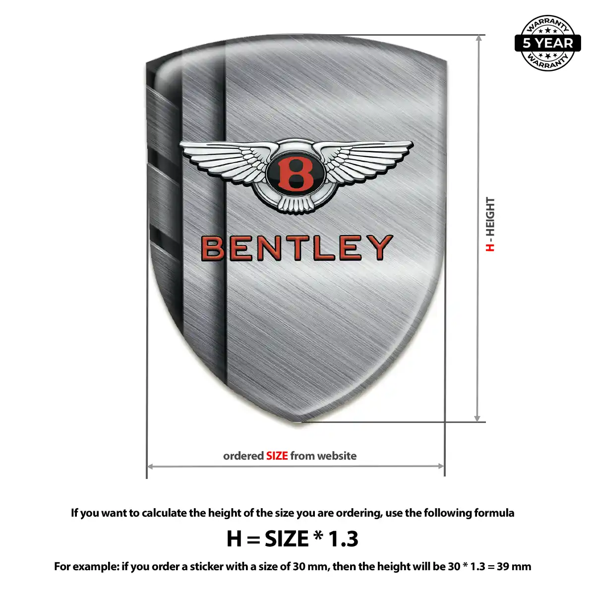 Bentley Resin Domed Sticker Interior Elegance