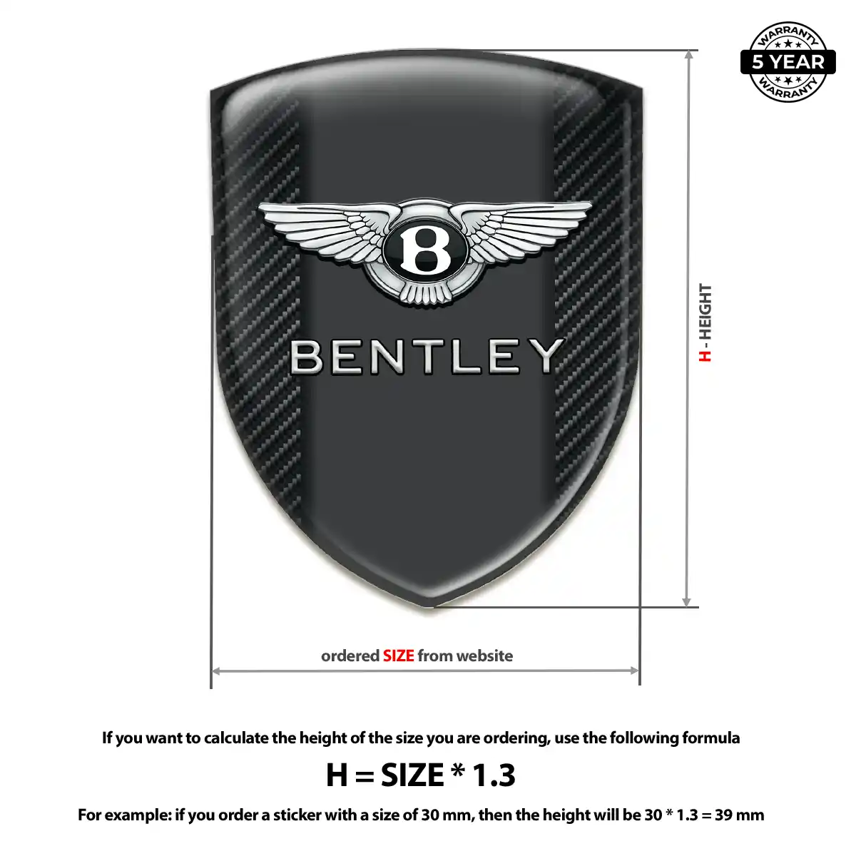 Bentley Resin Domed Sticker Interior Luxe