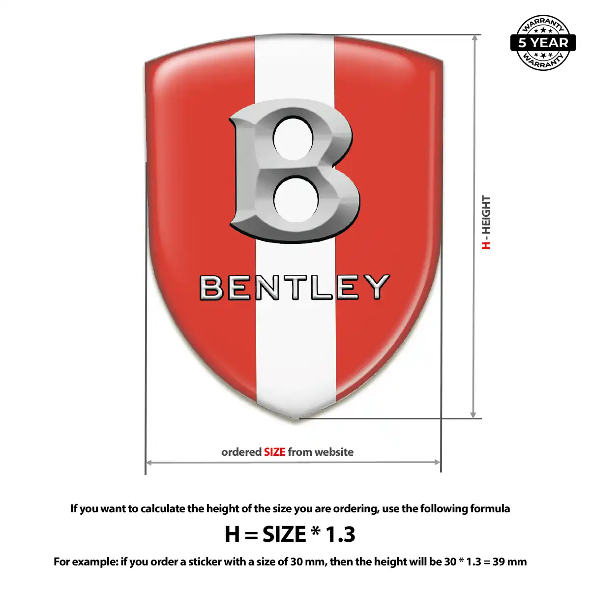 Bentley Resin Domed Sticker Opulent Line