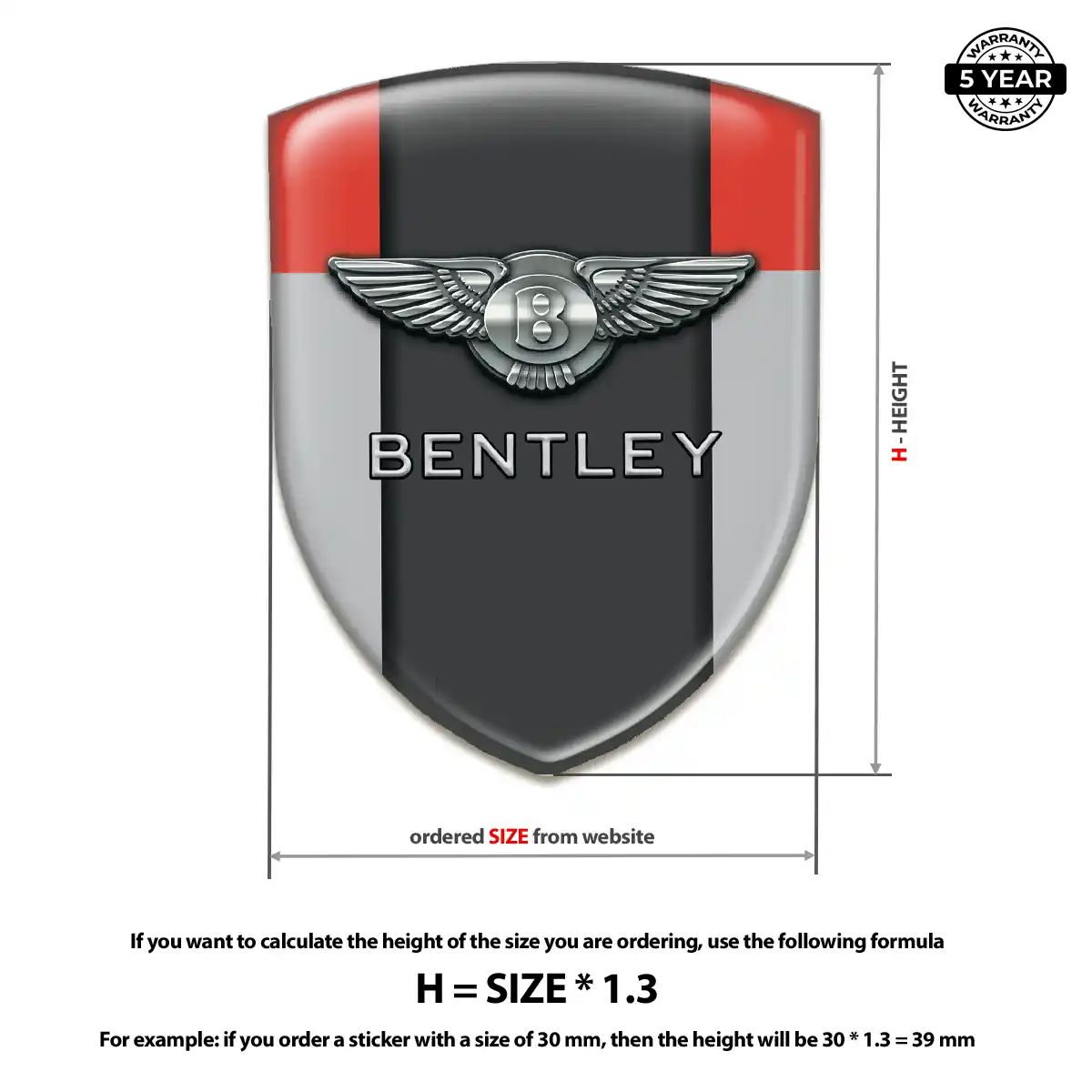 Bentley Resin Domed Sticker Outer Style