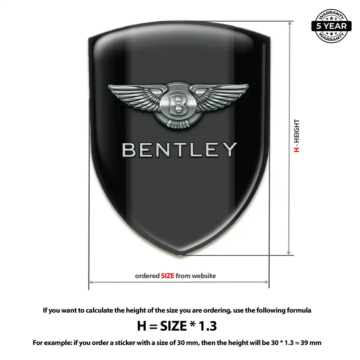Bentley Resin Domed Sticker Refined Design