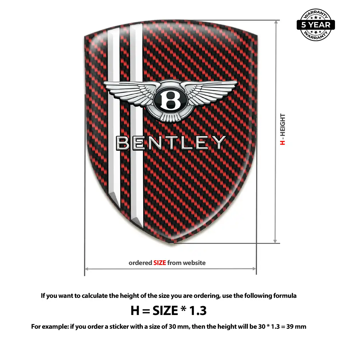 Bentley Resin Emblem Sticker Cabin Style