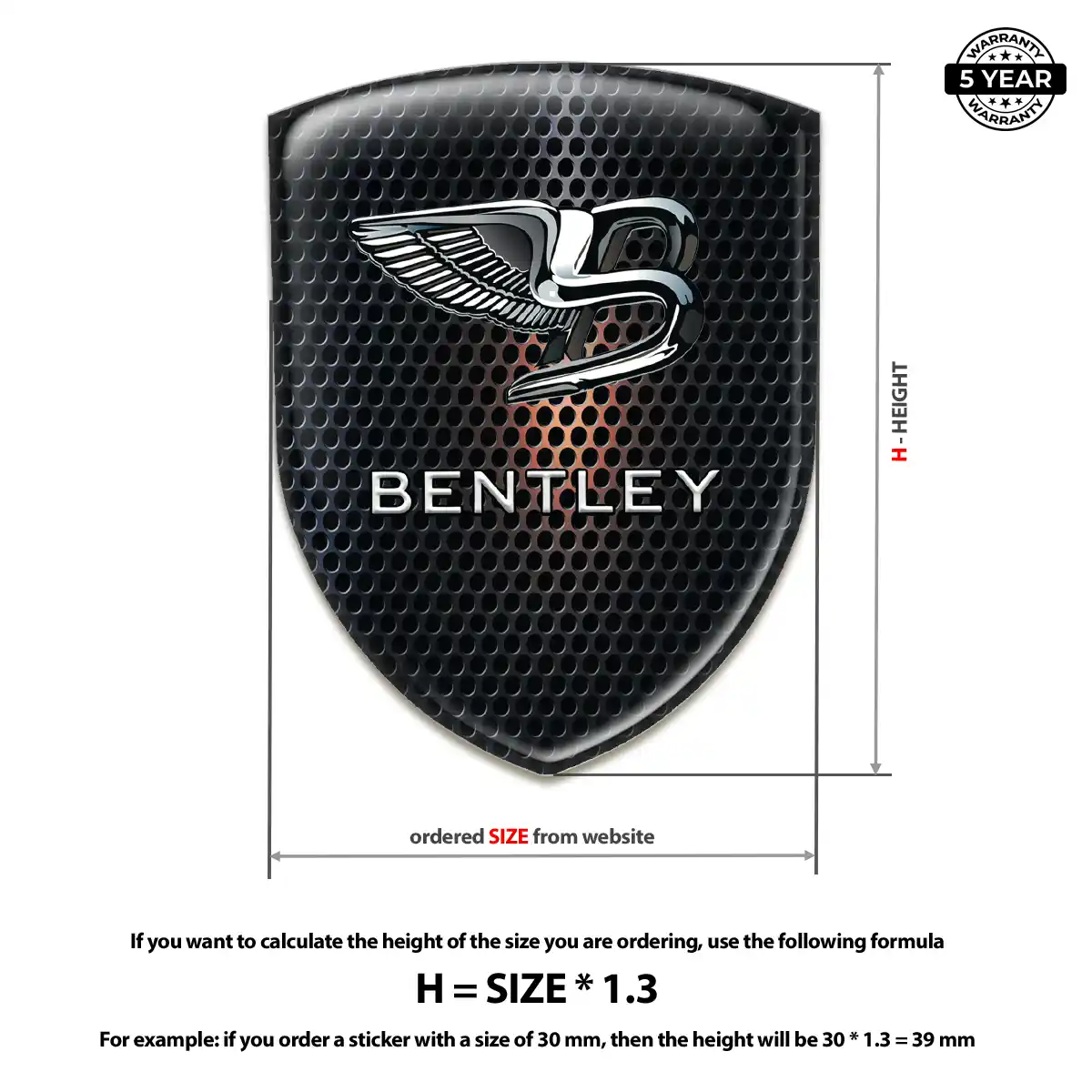 Bentley Resin Emblem Sticker Elite Finish