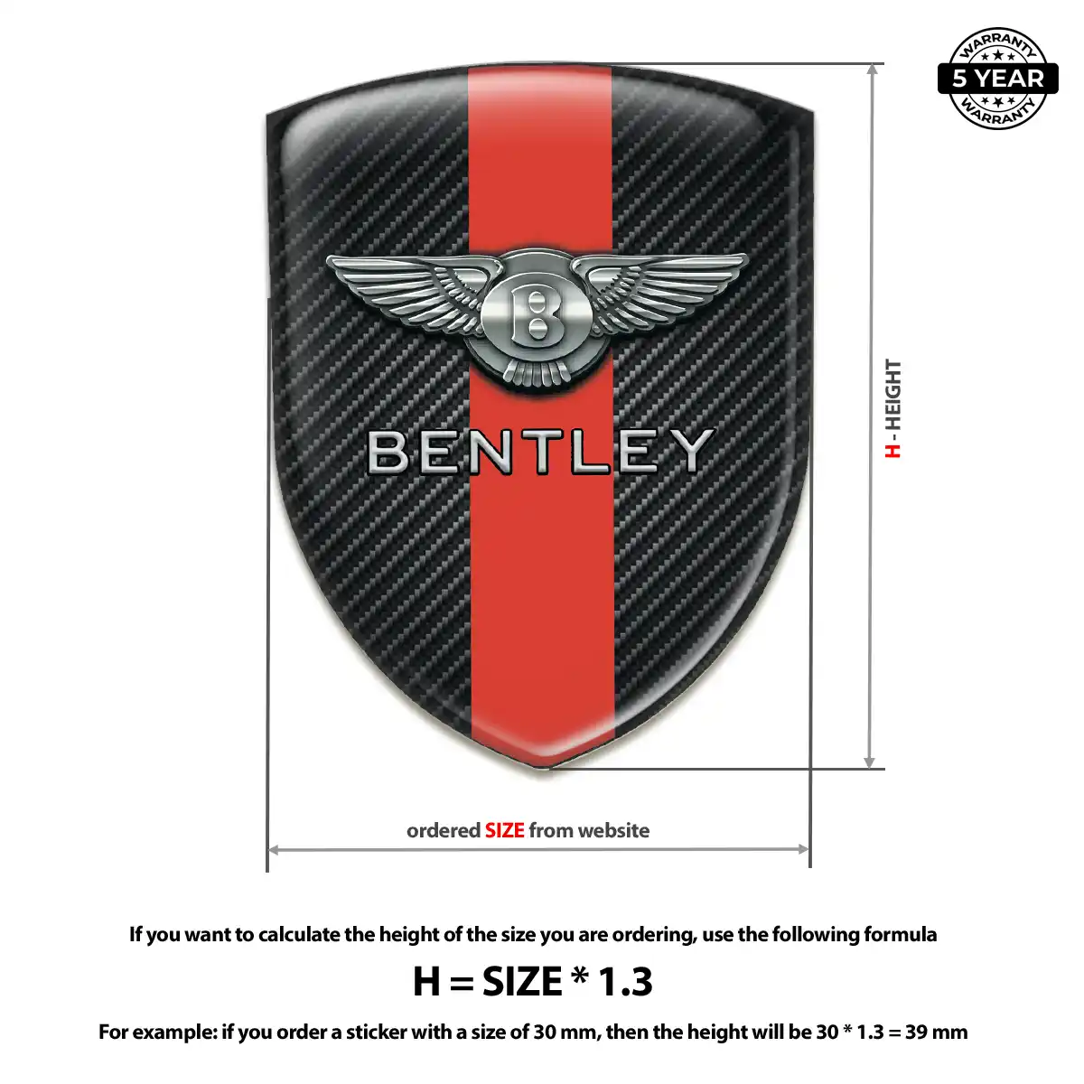 Bentley Resin Emblem Sticker Performance Style