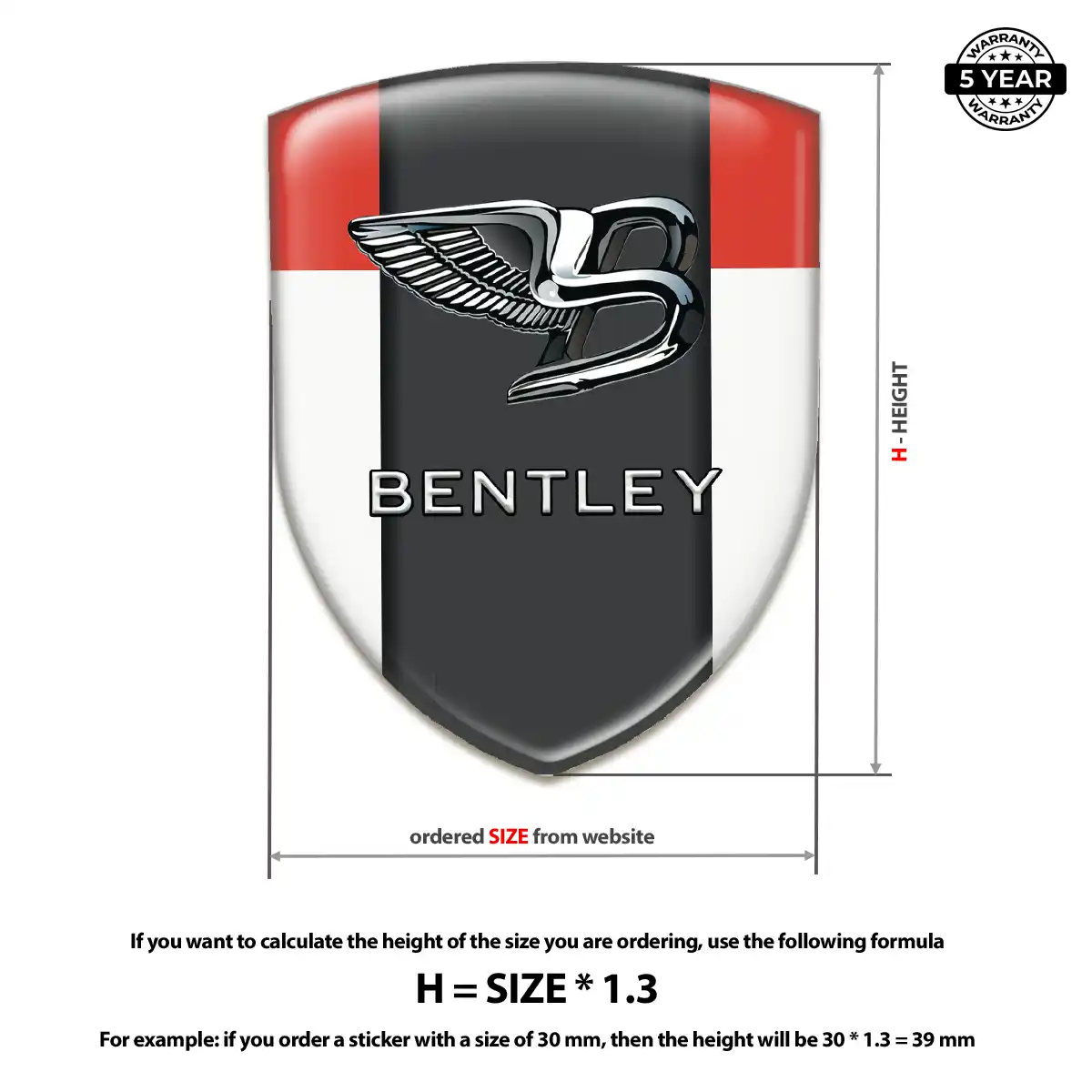 Bentley Resin Emblem Sticker Premium Dome