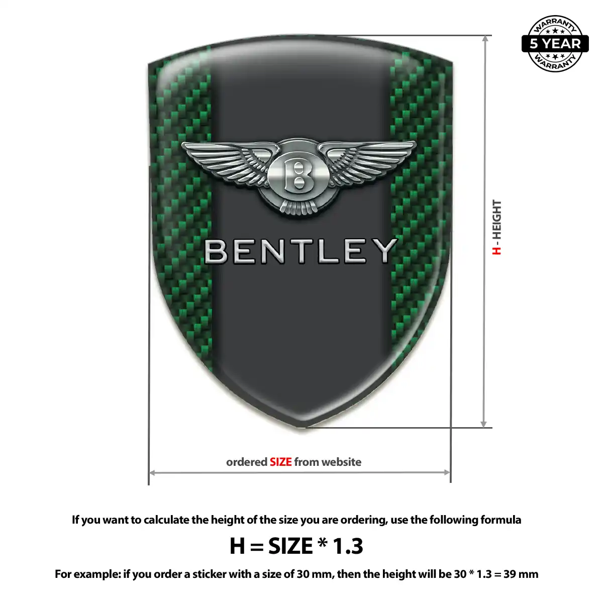 Bentley Self Adhesive Emblem Sticker Noble Edition
