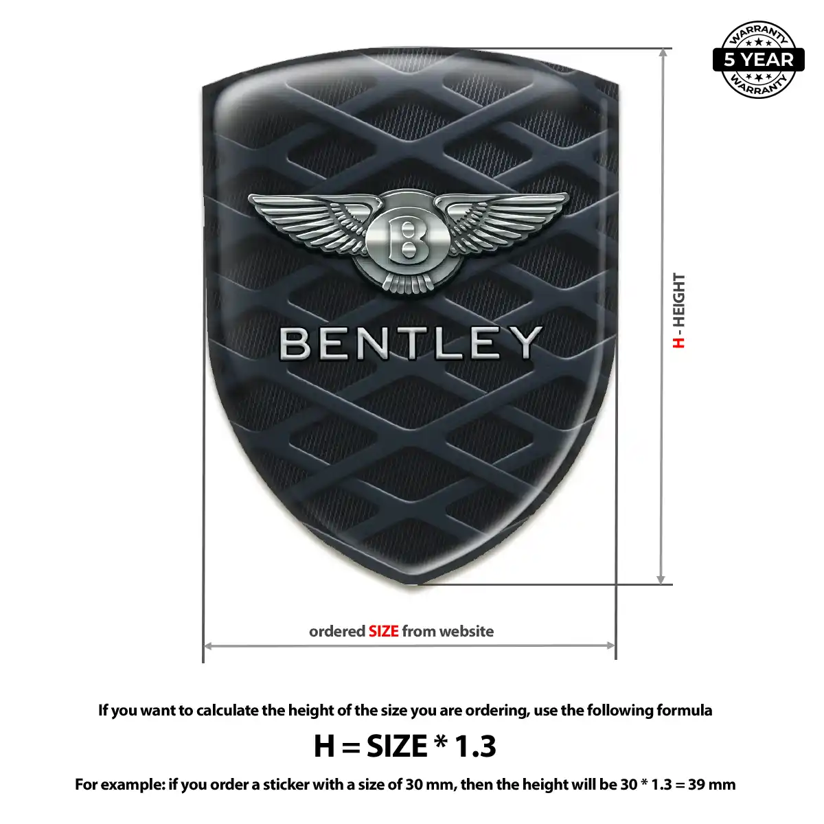 Bentley Self Adhesive Emblem Sticker Outer Style