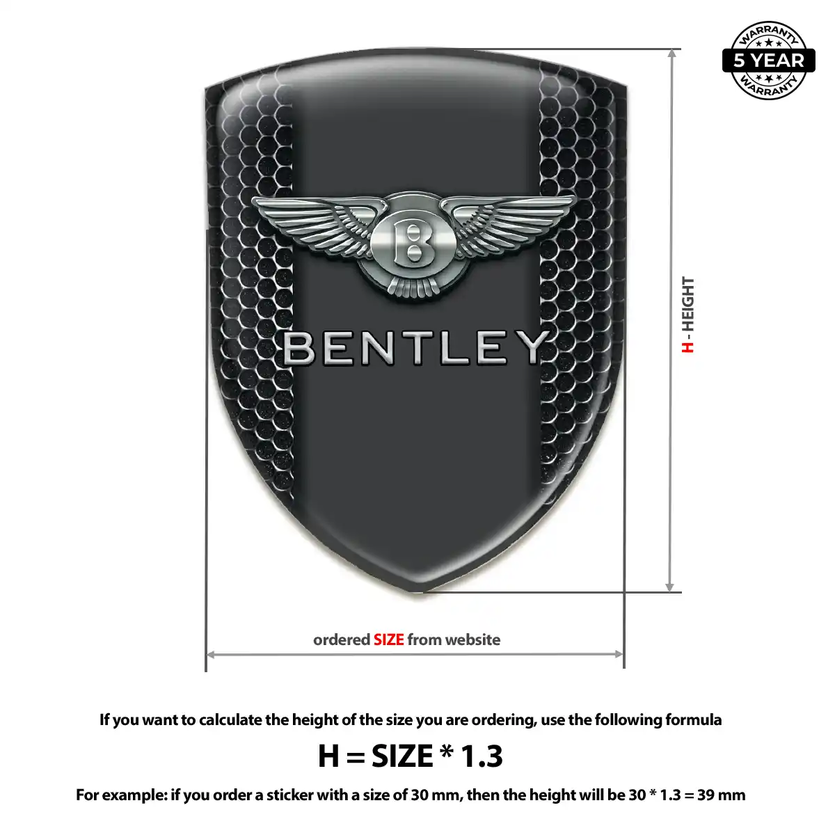 Bentley Self Adhesive Emblem Sticker Premium Dome