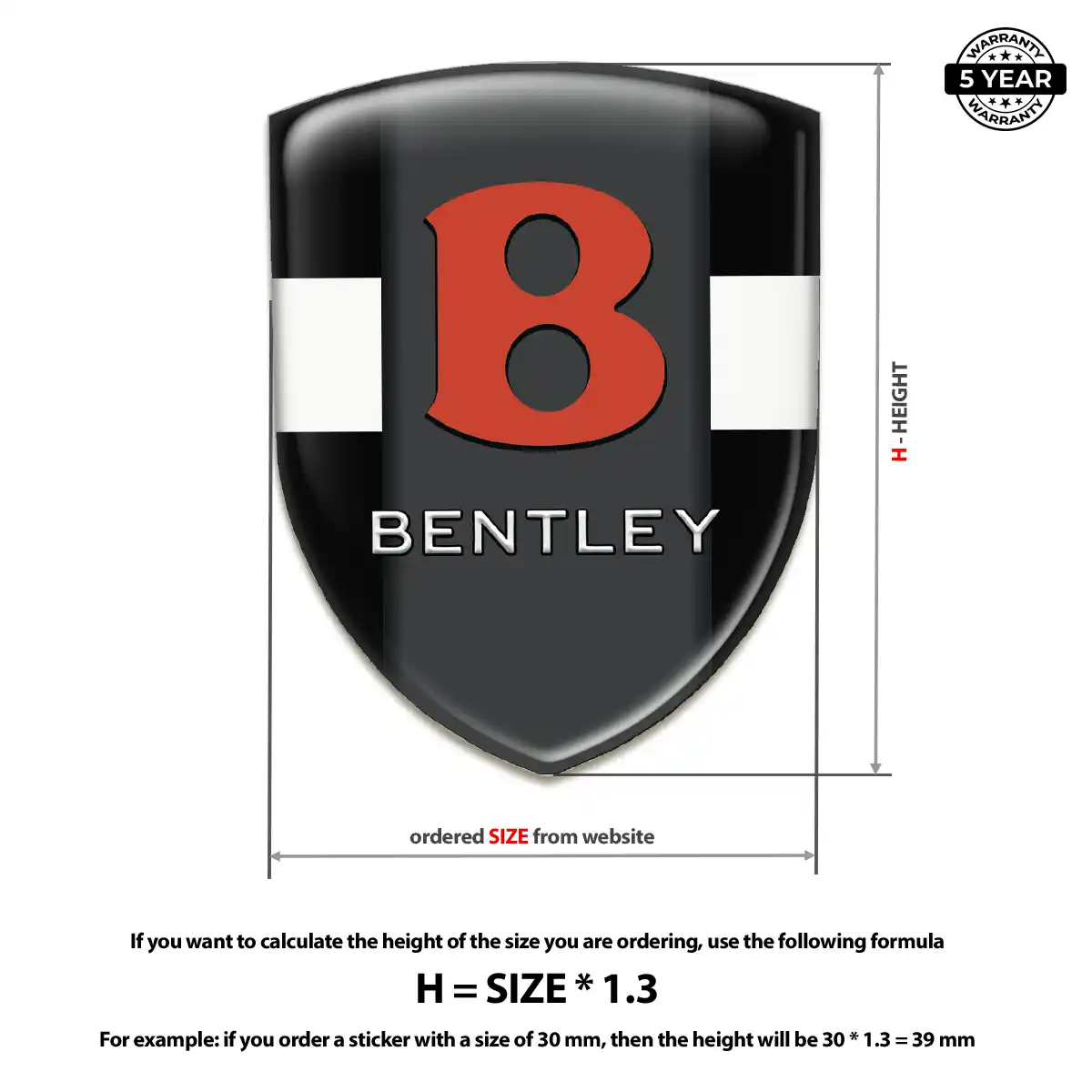 Bentley Self Adhesive Emblem Sticker Resin Luxe
