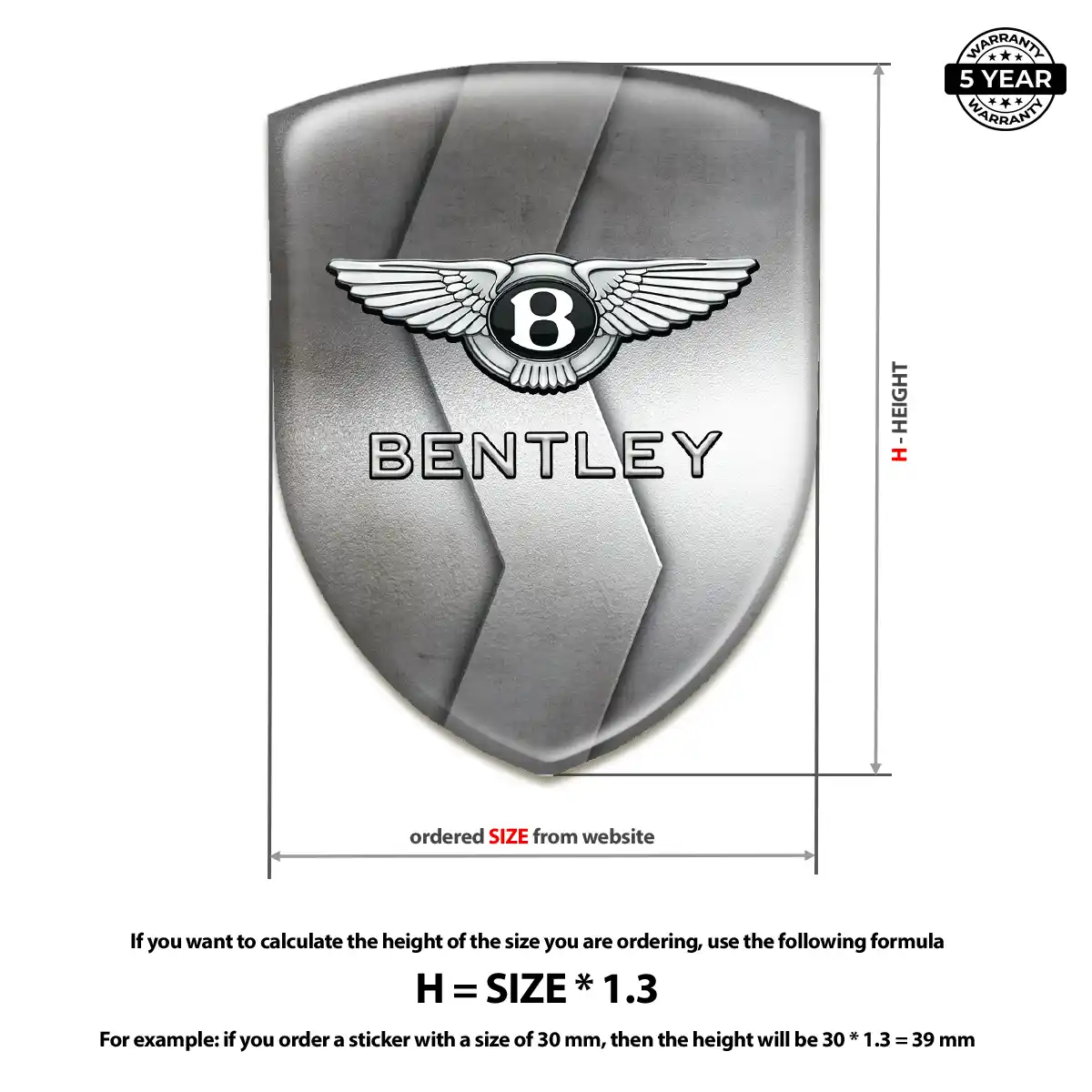 Bentley Vehicle Logo Sticker Resin Luxe
