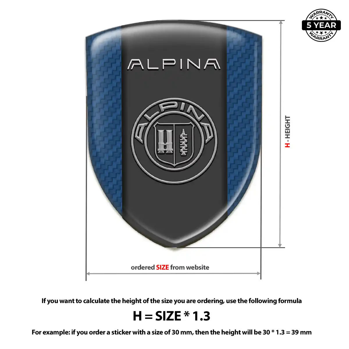 BMW Alpina Polyurethane Domed Sticker Elite Finish