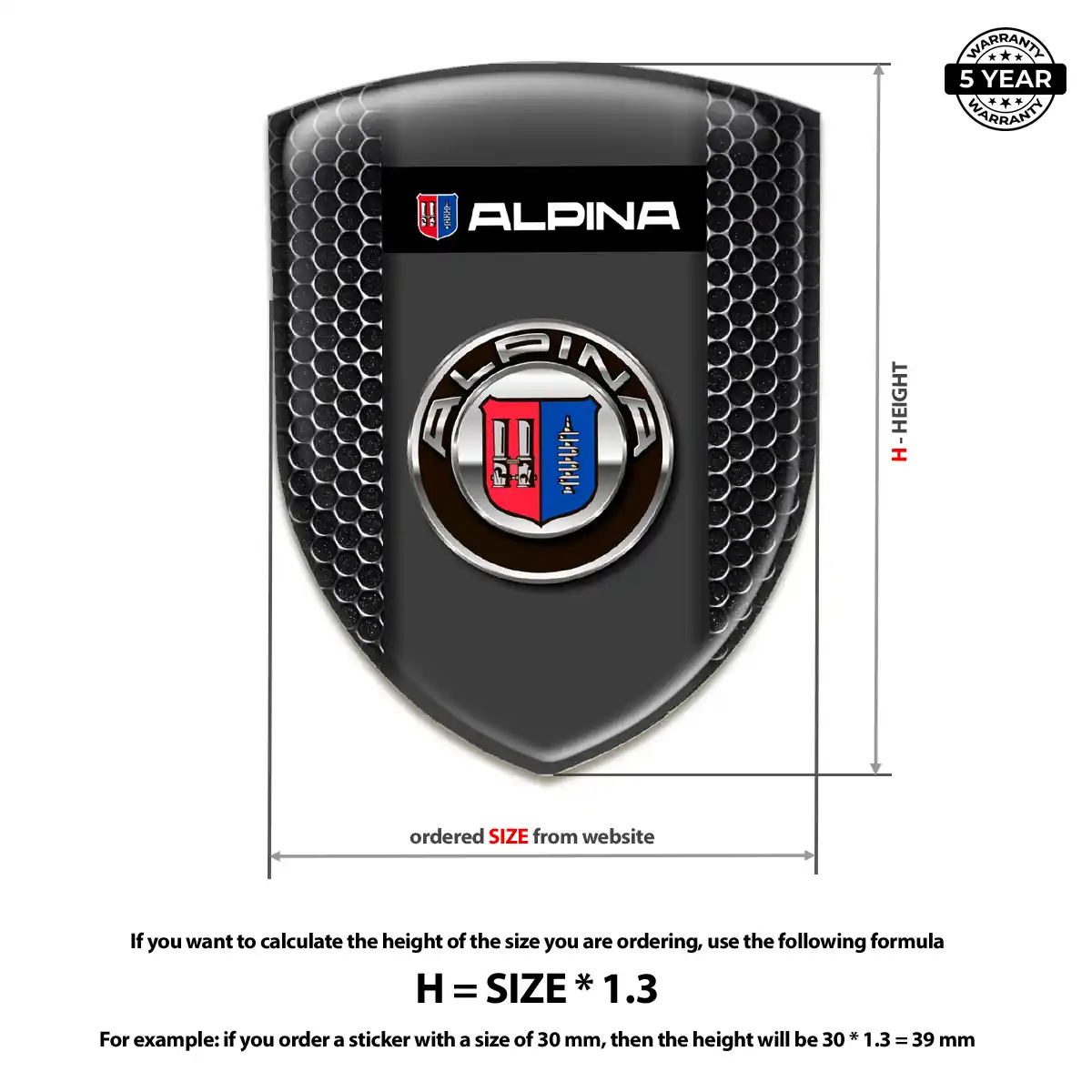 BMW Alpina Polyurethane Domed Sticker Refined Design