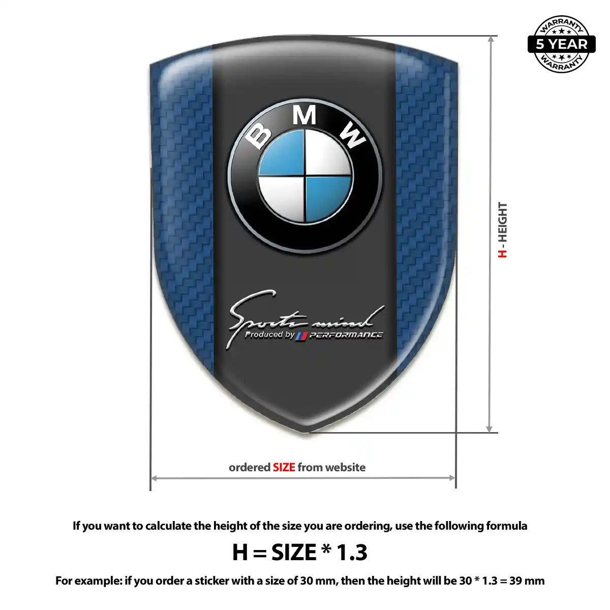 BMW Domed Car Sticker Refined Design