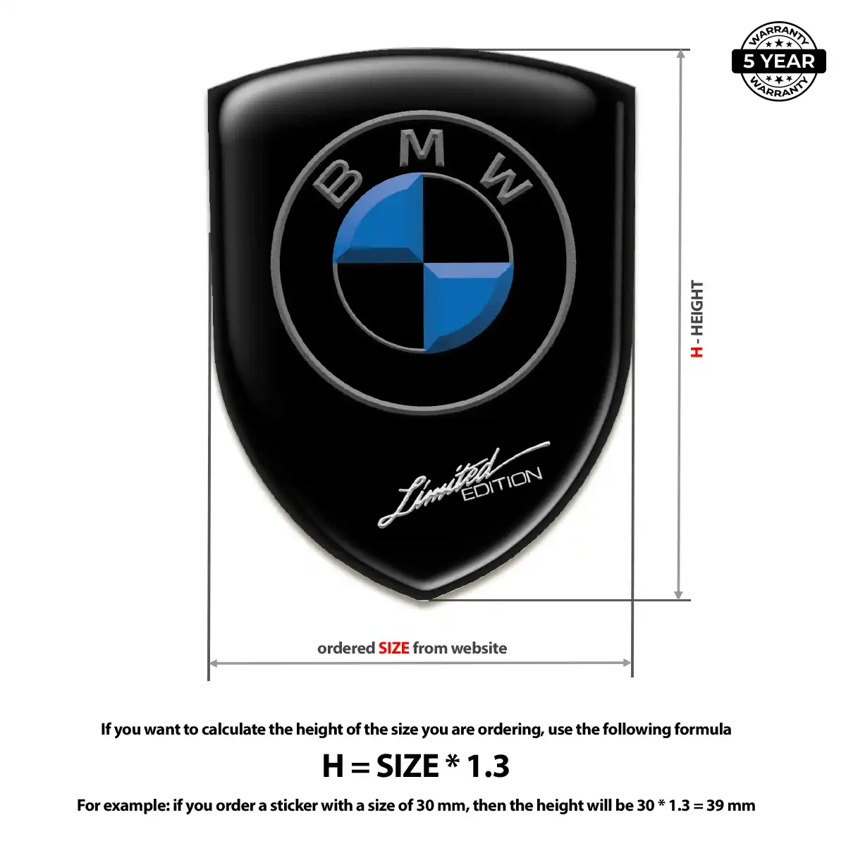 BMW Epoxy Domed Sticker Elite Finish