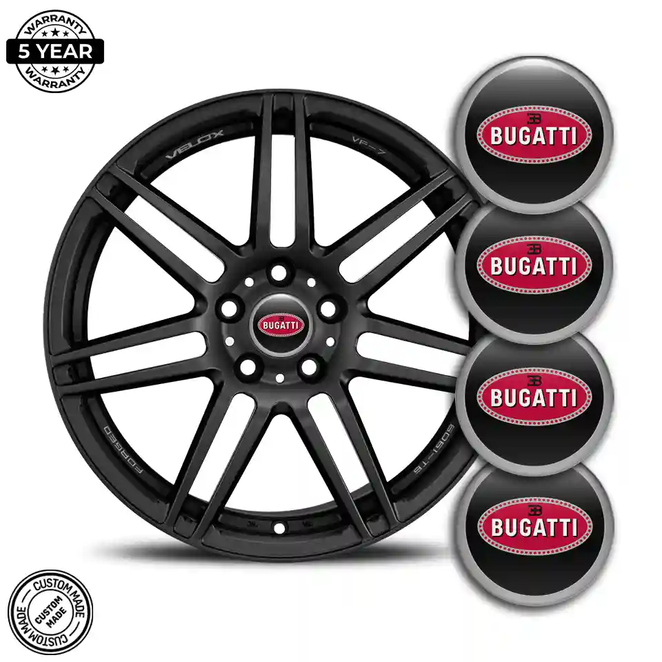 Bugatti Emblem Center Hub Cap Self-Adhesive Stylish Design