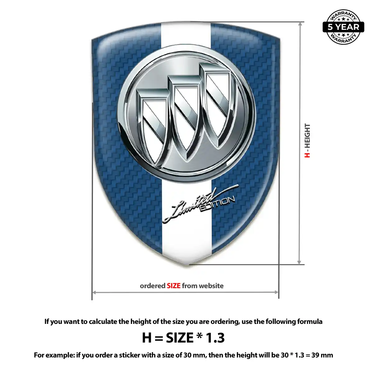 Buick 3D Badge Sticker Premium Dome