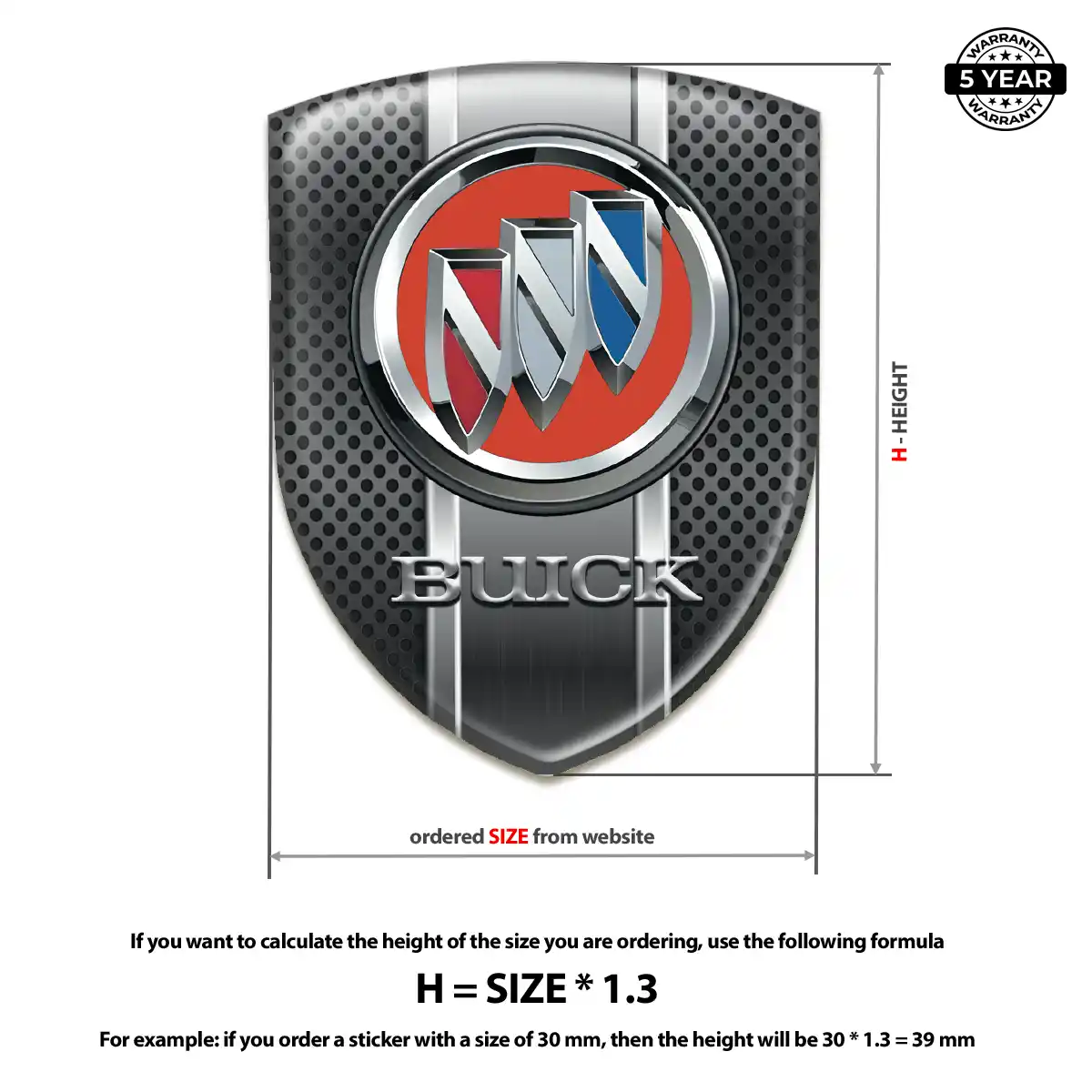 Buick 3D Domed Sticker Resin Luxe