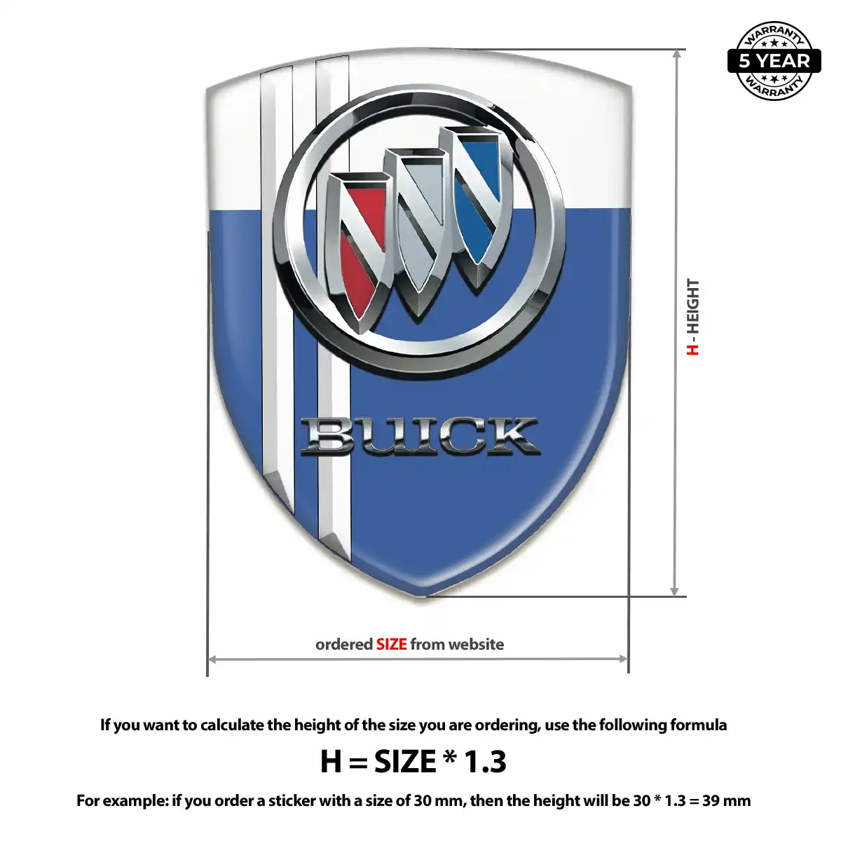 Buick 3D Domed Sticker Sleek Style