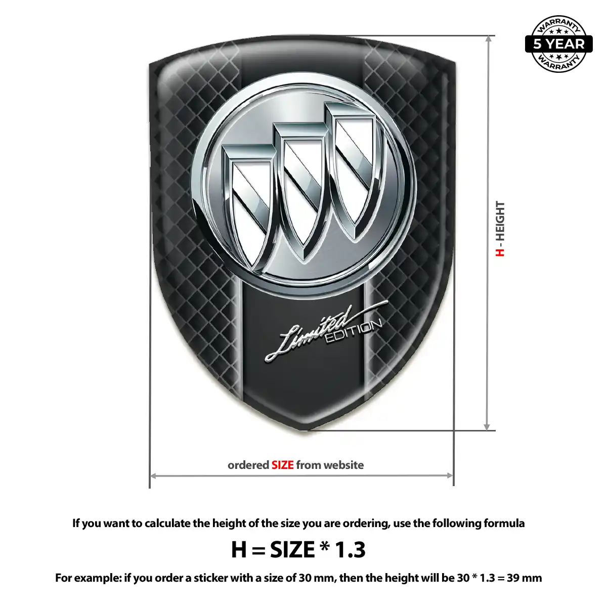 Buick 3D Emblem Sticker Premium Dome