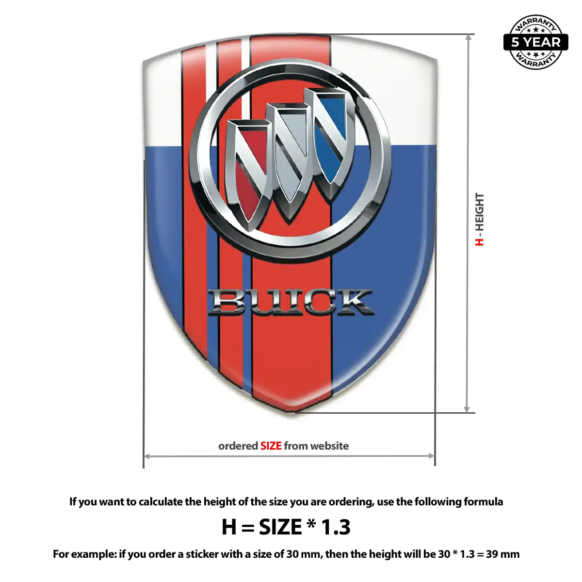 Buick 3D Emblem Sticker Resin Luxe