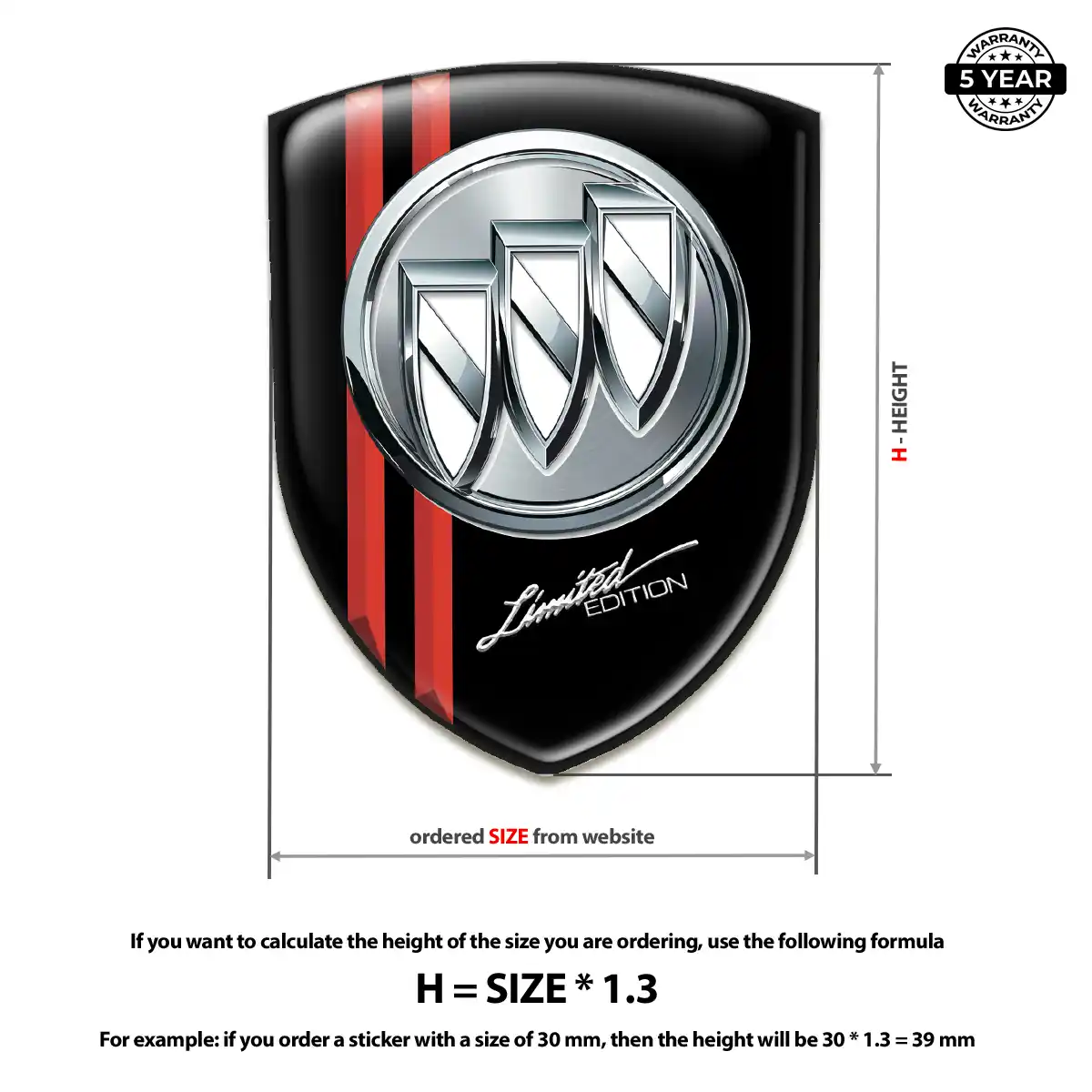 Buick 3D Logo Sticker Resin Luxe