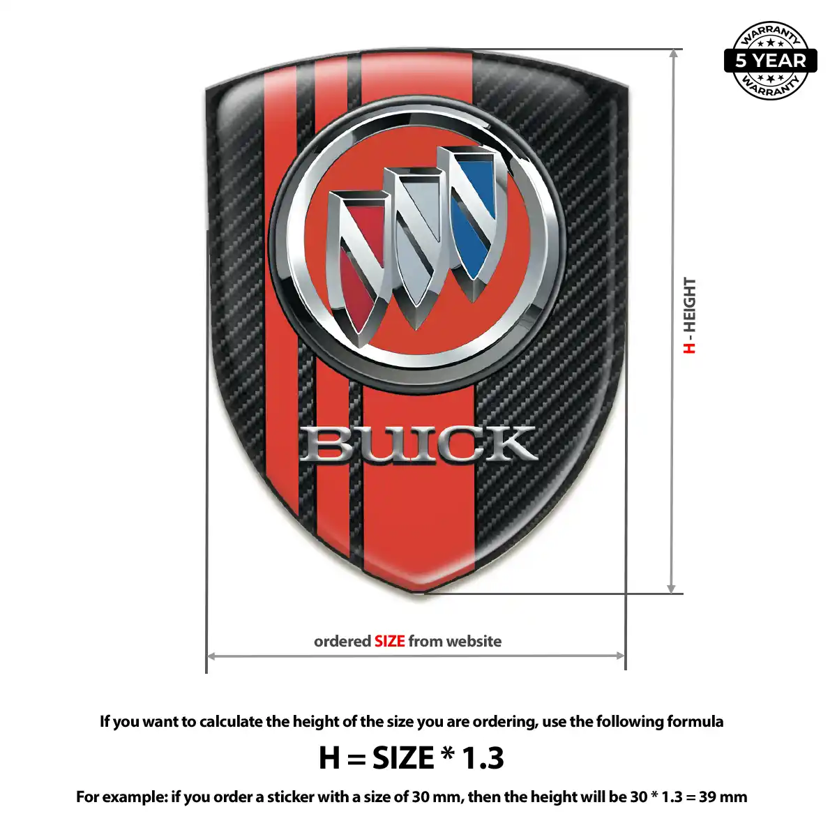 Buick Domed Car Sticker Resin Luxe